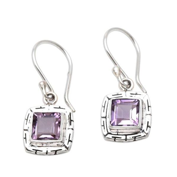 Alternate image for Amethyst and Sterling Silver Dangle Earrings from Bali Midday Dip