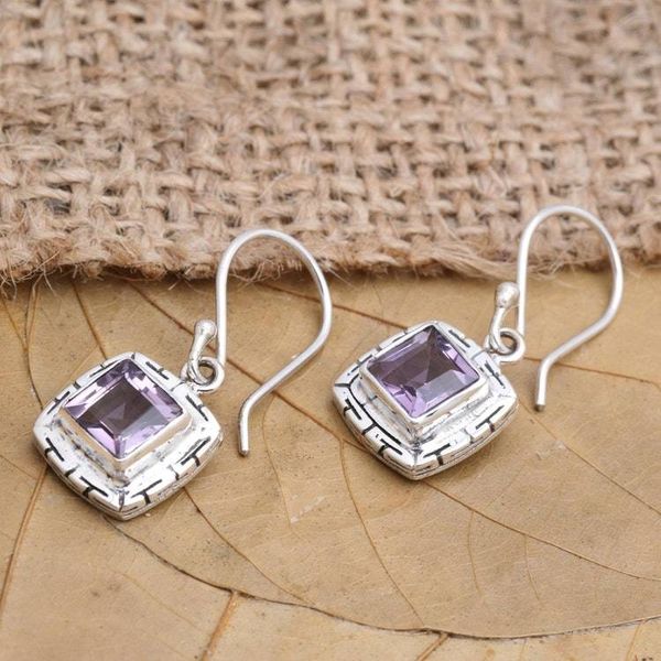 Alternate image for Amethyst and Sterling Silver Dangle Earrings from Bali Midday Dip