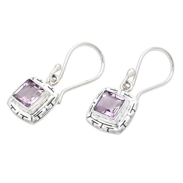 Alternate image for Amethyst and Sterling Silver Dangle Earrings from Bali Midday Dip