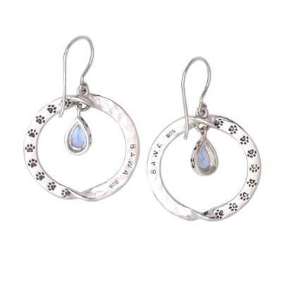 Alternate image for Animal-Themed Circular Blue Topaz Dangle Earrings from Bali Paw Twist