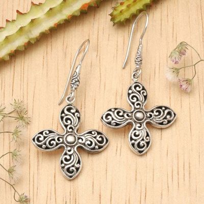 Primary image for Traditional Ashoka-Shaped Sterling Silver Dangle Earrings Ashoka Majesty