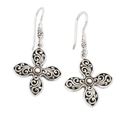 Alternate image for Traditional Ashoka-Shaped Sterling Silver Dangle Earrings Ashoka Majesty