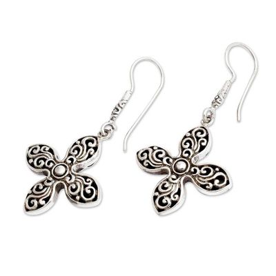 Alternate image for Traditional Ashoka-Shaped Sterling Silver Dangle Earrings Ashoka Majesty