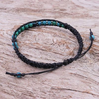 Alternate image for Thai Serpentine Beaded Macrame Sliding Knot Bracelet Delirious in Black