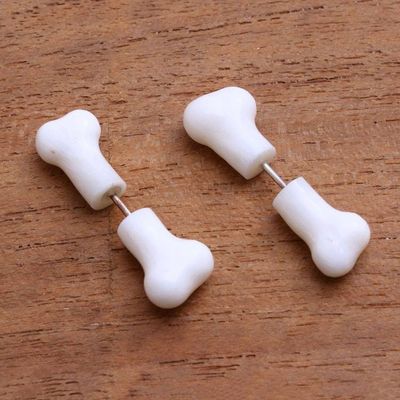Alternate image for Hand-Carved Bone Stud Earrings from Bali Magic Bones