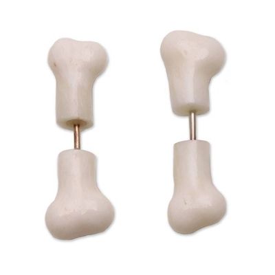 Alternate image for Hand-Carved Bone Stud Earrings from Bali Magic Bones