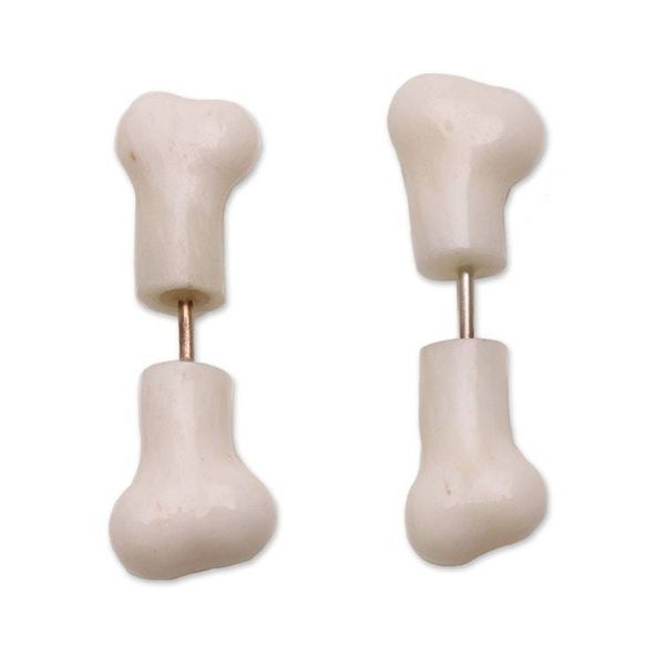Alternate image for Hand-Carved Bone Stud Earrings from Bali Magic Bones