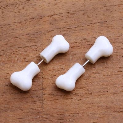 Alternate image for Hand-Carved Bone Stud Earrings from Bali Magic Bones