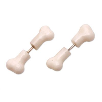 Alternate image for Hand-Carved Bone Stud Earrings from Bali Magic Bones
