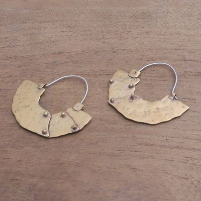 Alternate image for Modern Brass Hoop Earrings from Bali Modern Bali