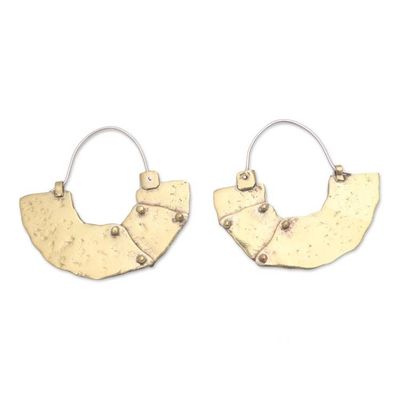 Alternate image for Modern Brass Hoop Earrings from Bali Modern Bali