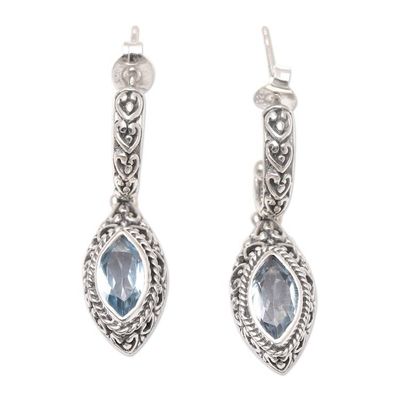 Alternate image for Blue Topaz and Sterling Silver Dangle Earrings from Bali Naked Eye in Blue