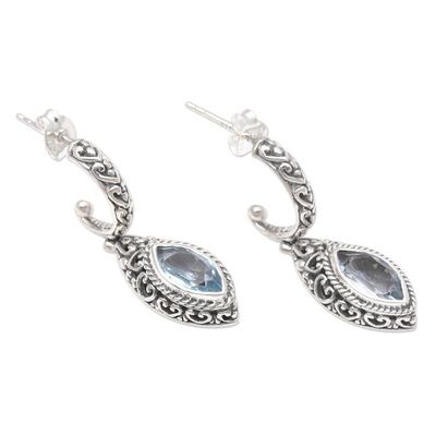 Alternate image for Blue Topaz and Sterling Silver Dangle Earrings from Bali Naked Eye in Blue