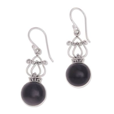 Alternate image for Handcrafted Onyx and Sterling Silver Dangle Earrings Raven Queen
