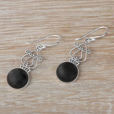 Alternate image for Handcrafted Onyx and Sterling Silver Dangle Earrings Raven Queen