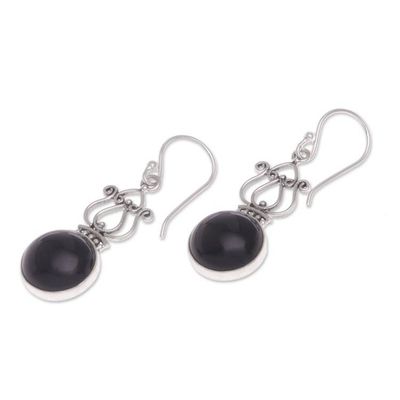 Alternate image for Handcrafted Onyx and Sterling Silver Dangle Earrings Raven Queen