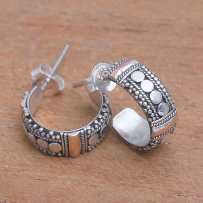 Alternate image for Circle Gold Accent Sterling Silver Half-Hoop Earrings Dotted Paths