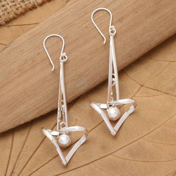 Alternate image for Modern High-Polished Sterling Silver Dangle Earrings Future Bells