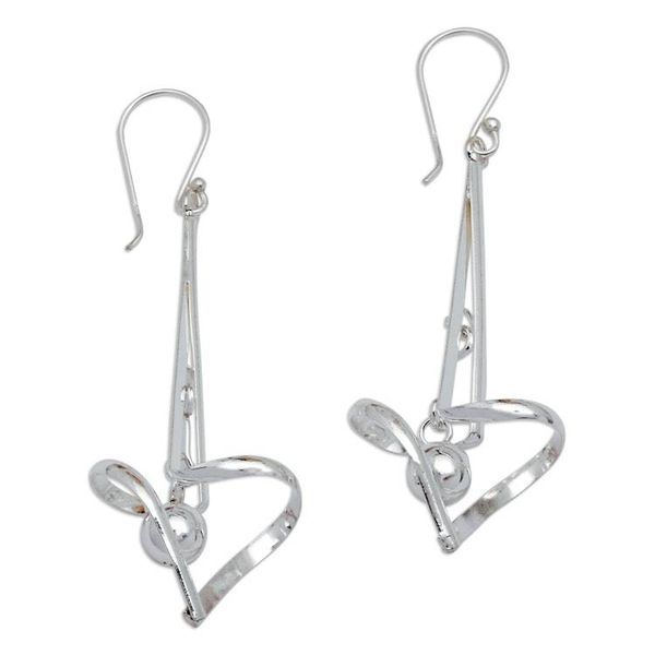 Alternate image for Modern High-Polished Sterling Silver Dangle Earrings Future Bells