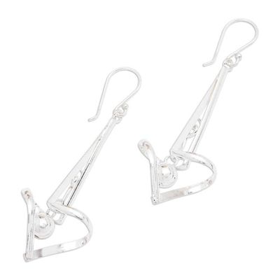 Alternate image for Modern High-Polished Sterling Silver Dangle Earrings Future Bells