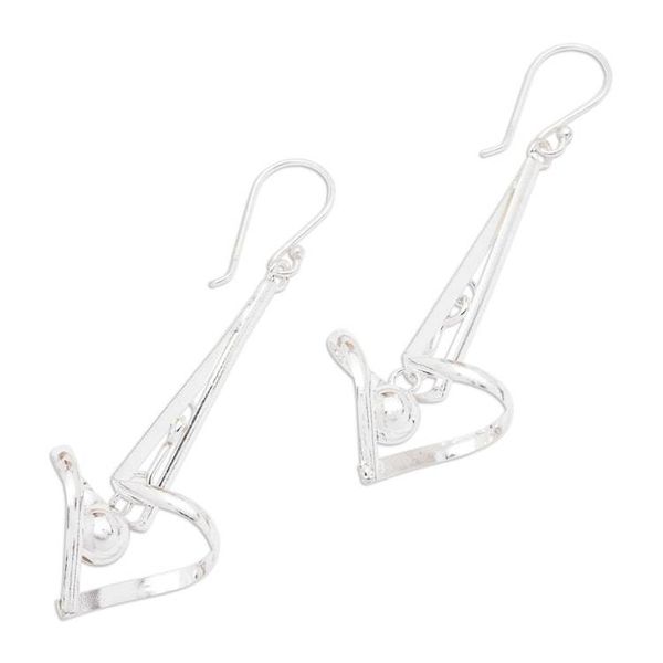 Alternate image for Modern High-Polished Sterling Silver Dangle Earrings Future Bells
