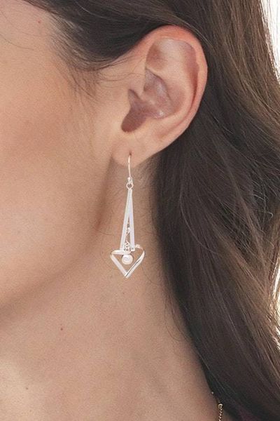 Alternate image for Modern High-Polished Sterling Silver Dangle Earrings Future Bells
