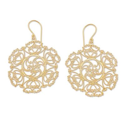 Primary image for Spiral 18k Gold-Plated Filigree Dangle Earrings from Bali Palace Braids
