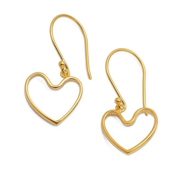 Alternate image for 18k Gold-Plated Heart-Shaped Dangle Earrings Made in Bali Swinging with Love