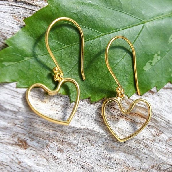 Alternate image for 18k Gold-Plated Heart-Shaped Dangle Earrings Made in Bali Swinging with Love