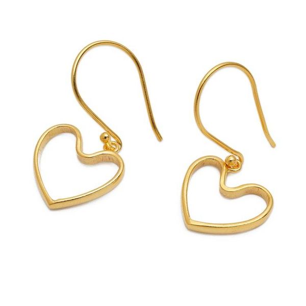 Alternate image for 18k Gold-Plated Heart-Shaped Dangle Earrings Made in Bali Swinging with Love