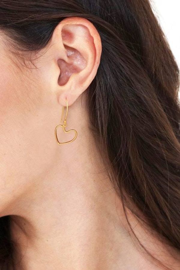 Alternate image for 18k Gold-Plated Heart-Shaped Dangle Earrings Made in Bali Swinging with Love