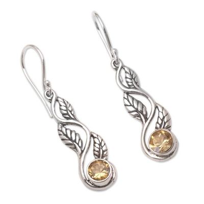 Alternate image for Balinese Citrine and Sterling Silver Dangle Earrings Dream of Foliage