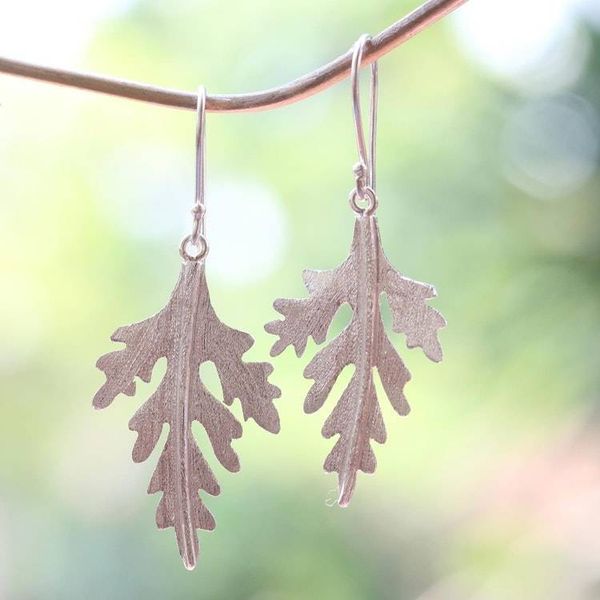 Alternate image for Handcrafted Silver 925 Cypress Leaf Earrings from Bali Cypress Leaf
