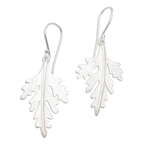 Alternate image for Handcrafted Silver 925 Cypress Leaf Earrings from Bali Cypress Leaf