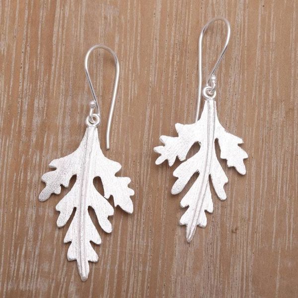 Alternate image for Handcrafted Silver 925 Cypress Leaf Earrings from Bali Cypress Leaf