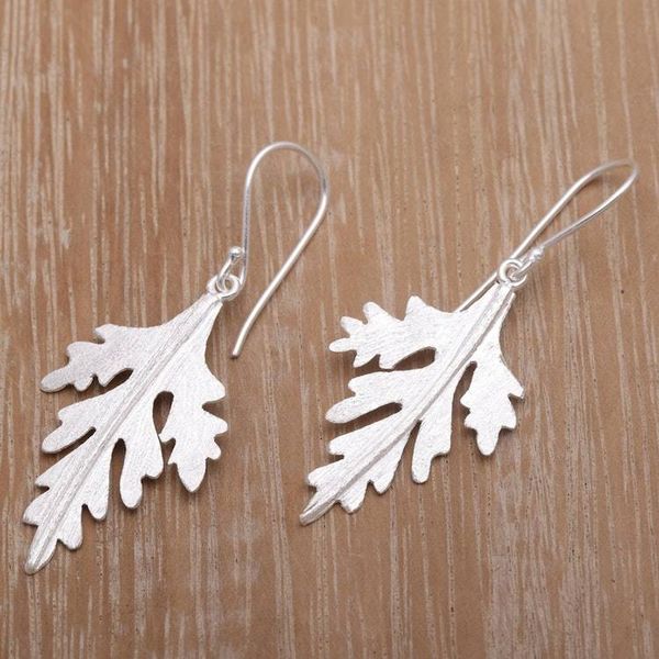 Alternate image for Handcrafted Silver 925 Cypress Leaf Earrings from Bali Cypress Leaf