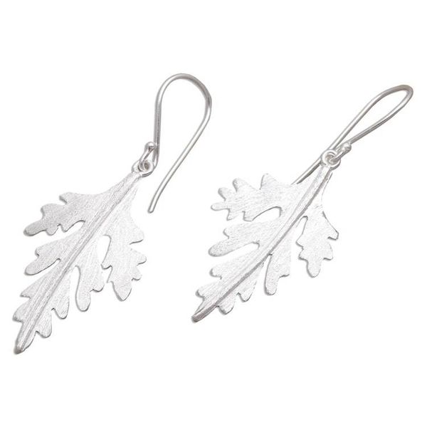 Alternate image for Handcrafted Silver 925 Cypress Leaf Earrings from Bali Cypress Leaf
