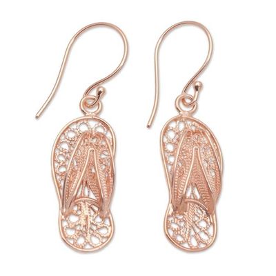 Alternate image for Hand Crafted Rose Gold Plated Dangle Earrings Slippers