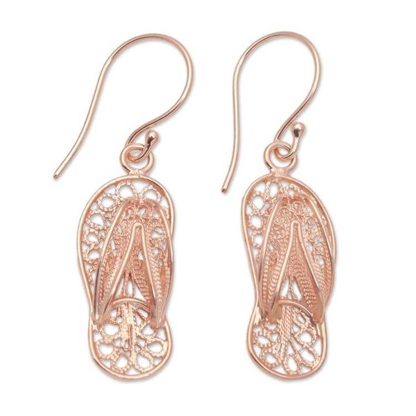 Alternate image for Hand Crafted Rose Gold Plated Dangle Earrings Slippers