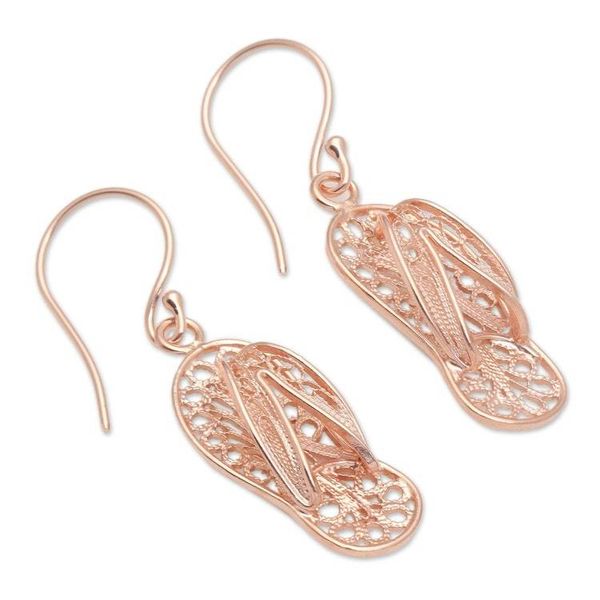 Alternate image for Hand Crafted Rose Gold Plated Dangle Earrings Slippers