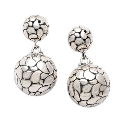 Alternate image for Artisan Crafted Sterling Silver Dangle Earrings Cracked Lantern