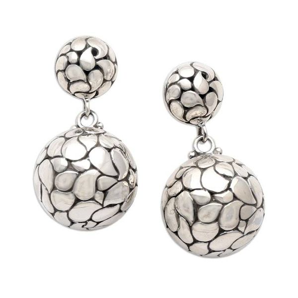 Alternate image for Artisan Crafted Sterling Silver Dangle Earrings Cracked Lantern