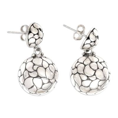 Alternate image for Artisan Crafted Sterling Silver Dangle Earrings Cracked Lantern