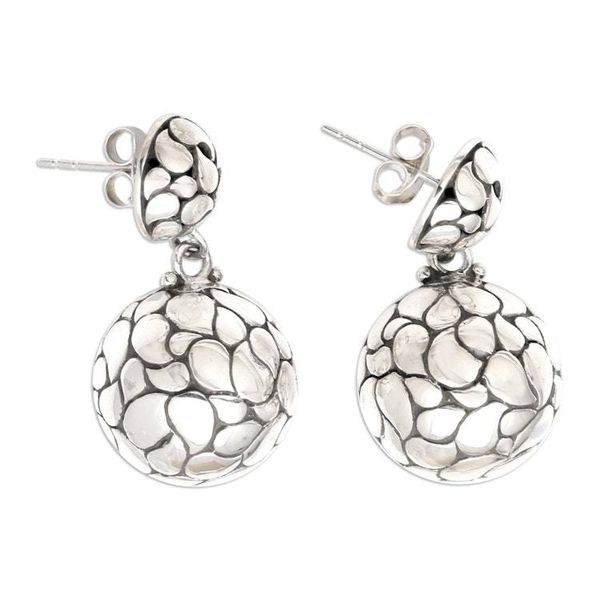 Alternate image for Artisan Crafted Sterling Silver Dangle Earrings Cracked Lantern
