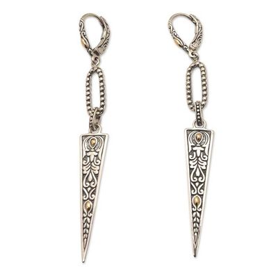 Primary image for 18k Gold-Accented Dangle Earrings with Traditional Motifs Gianyar Pyramids