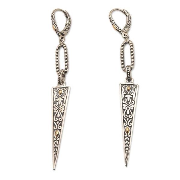 Alternate image for 18k Gold-Accented Dangle Earrings with Traditional Motifs Gianyar Pyramids