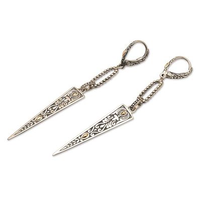 Alternate image for 18k Gold-Accented Dangle Earrings with Traditional Motifs Gianyar Pyramids