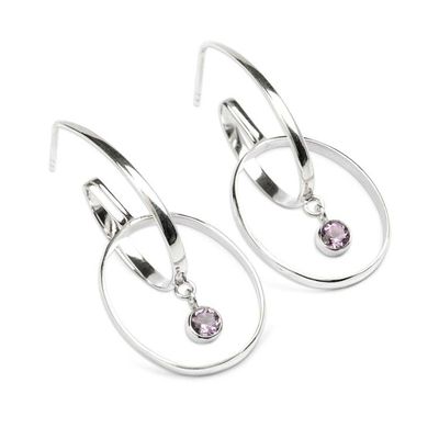Alternate image for Double-Hooped Music Symbol-Themed Amethyst Silver Earrings Purple Musical Twist