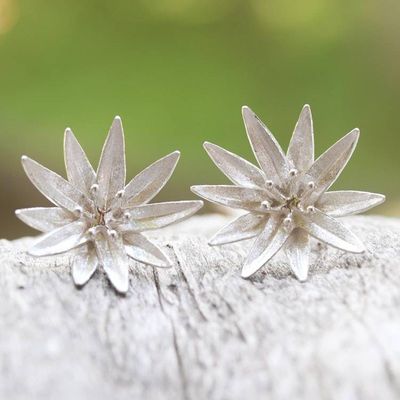 Primary image for Handcrafted Sterling Silver Lotus Blossom Earrings from Bali Lotus Blossom Purity