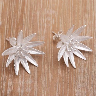 Alternate image for Handcrafted Sterling Silver Lotus Blossom Earrings from Bali Lotus Blossom Purity